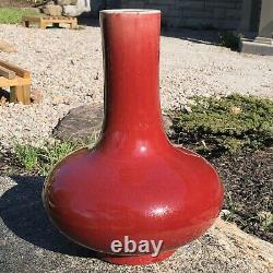 Antique Chinese Porcelain Vase Red Oxblood Glaze, Large, Sang de Boeuf
