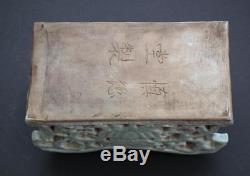 Antique Chinese Qing Dynasty Celadon Porcelain Pillow Shen De Tang Zhi Mark