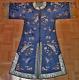 Antique Chinese Qing Dynasty Embroidered & Woven Satin Silk Lady Robe 19th C