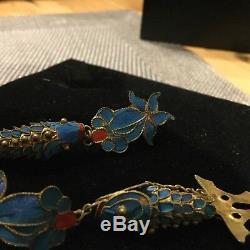 Antique Chinese Qing Dynasty Kingfisher Earrings