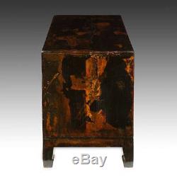 Antique Chinese Qing Side Cabinet Painted Lacquered Elm Furniture 19th C