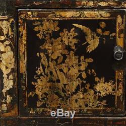 Antique Chinese Qing Side Cabinet Painted Lacquered Elm Furniture 19th C