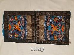 Antique Chinese Rank badge Silk Embroidery textile Panel wall hanging 19X 9
