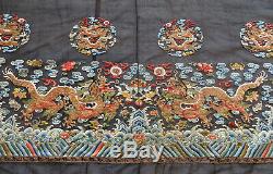 Antique Chinese Robe Border Silk Embroidery of Dragons