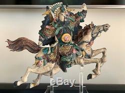 Antique Chinese Roof Tile of Warrior Riding A Horse on Impressive Lucite Base