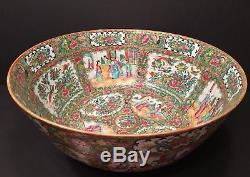 Antique Chinese Rose Medallion Large Punch Bowl, 15 3/4, late 19th C