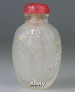 Antique Chinese Snuff Bottle Rock Crystal Carved Qing 18th 19th