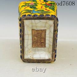 Antique Chinese Song dynasty offcial kiln Pinching Enamelcolor Tiger head bottle