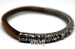 Antique Chinese Sterling Silver and Bamboo Bat Bracelet/Bangle