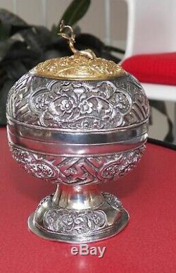 Antique Chinese Straits Betel Nut Box, Silver Gold ca. 1800s Peranakan Malaysia