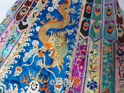 Antique Chinese Straits Peranakan circa1900 Silk Embroidered Wedding Robe FINE