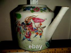 Antique Chinese Teapot Qing Qianlong 18c Great General To The Field With Horse