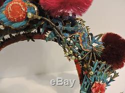 Antique Chinese Tiara Style Kingfisher Headdress