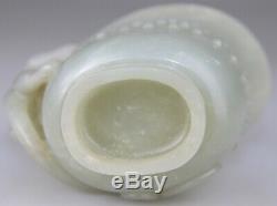 Antique Chinese Vase Jade Nephrite Celadon Libation Cup Carved Qing 19th 20th