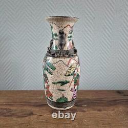 Antique Chinese Vase Nanjing Porcelain Crackle Glazed Ceramics Nanking