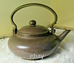 Antique Chinese Yixing Pottery Teapot Brass Handle/Knob Marked
