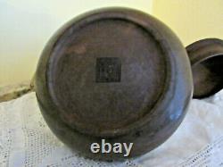 Antique Chinese Yixing Pottery Teapot Brass Handle/Knob Marked