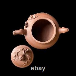 Antique Chinese Yixing Zisha Pine & Blossoms Clay Tea Pot, Signed