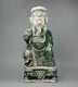 Antique Chinese Famille Verte Biscuit Figure Of Guandi, The God Of War, Kangxi