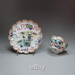 Antique Chinese famille verte teabowl and saucer, Kangxi (1662-1722)