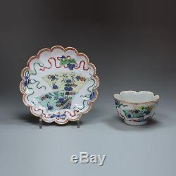Antique Chinese famille verte teabowl and saucer, Kangxi (1662-1722)