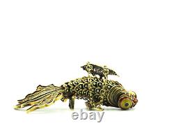 Antique Early 20th Century Chinese Vermeil Articulate Cloisonne Fish Pendant