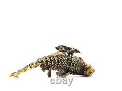 Antique Early 20th Century Chinese Vermeil Articulate Cloisonne Fish Pendant