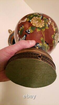 Antique Early Republic period Chinese Tall leaded Cloisonne ginger jar drilled