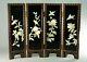 Antique Fine Chinese Lacquered Wood & Mother-of-pearl Four-panel Screen