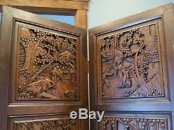 Antique Hand Carved Wooden Room Divider/Privacy Screen Vintage Asian Oriental 3D