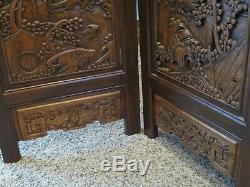 Antique Hand Carved Wooden Room Divider/Privacy Screen Vintage Asian Oriental 3D