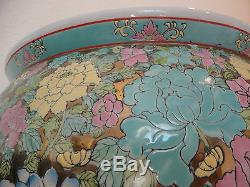 Antique Large Chinese Famille Rose Porcelain Millefleur Fish Bowl Planter Vase