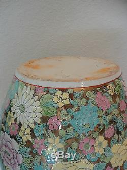 Antique Large Chinese Famille Rose Porcelain Millefleur Fish Bowl Planter Vase