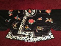 Antique Late 19th/ Early 20th Qi'ing Chinese Embroidered Silk Robe Embroidery