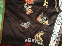 Antique Late 19th/ Early 20th Qi'ing Chinese Embroidered Silk Robe Embroidery