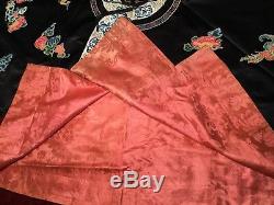 Antique Late 19th/ Early 20th Qi'ing Chinese Embroidered Silk Robe Embroidery