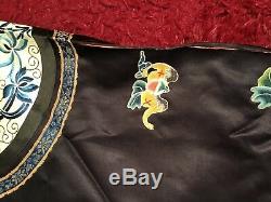 Antique Late 19th/ Early 20th Qi'ing Chinese Embroidered Silk Robe Embroidery