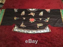 Antique Late 19th/ Early 20th Qi'ing Chinese Embroidered Silk Robe Embroidery