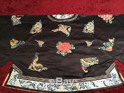 Antique Late 19th/ Early 20th Qi'ing Chinese Embroidered Silk Robe Embroidery