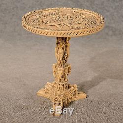 Antique Oriental Wine Side Lamp Table Chinese Vintage Carved Stone Resin 20th C