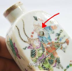 Antique Pair Of Famille Rose Snuff Bottles Chinese China Qing Dynasty Porcelain