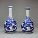 Antique Pair Of Chinese Blue And White Vases, Kangxi (1662-1722)