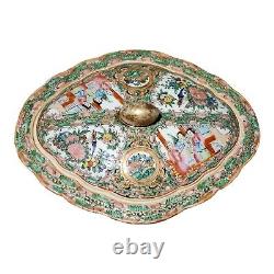 Antique Pre 1900 Chinese Export Famille Rose Medallion 10 Covered Server Dish