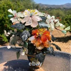 Antique Qing Chinese Jade & Wood Tree With Cloisonne Planter Beautiful