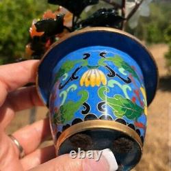 Antique Qing Chinese Jade & Wood Tree With Cloisonne Planter Beautiful