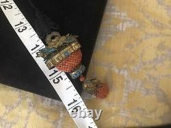 Antique Qing Dynasty Kingfisher feather Pendant Chinese Coral Tian-tsui
