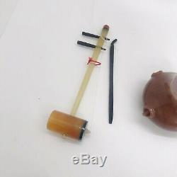 Antique Semi-Precious Jade Stone Miniature Chinese Musical Instruments WithStands