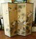 Antique Signed 4 Panel Hand Painted Chinese Folding Silk Screen Room Divider