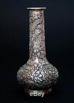 Antique Straits Chinese Silver Vase Perakanan Nyonya