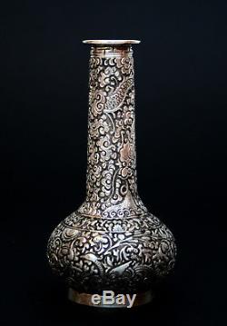 Antique Straits Chinese Silver Vase Perakanan Nyonya